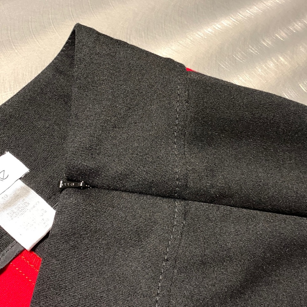 Cache Red & Black Colorblock Ponte Skirt Size 10 - image 5